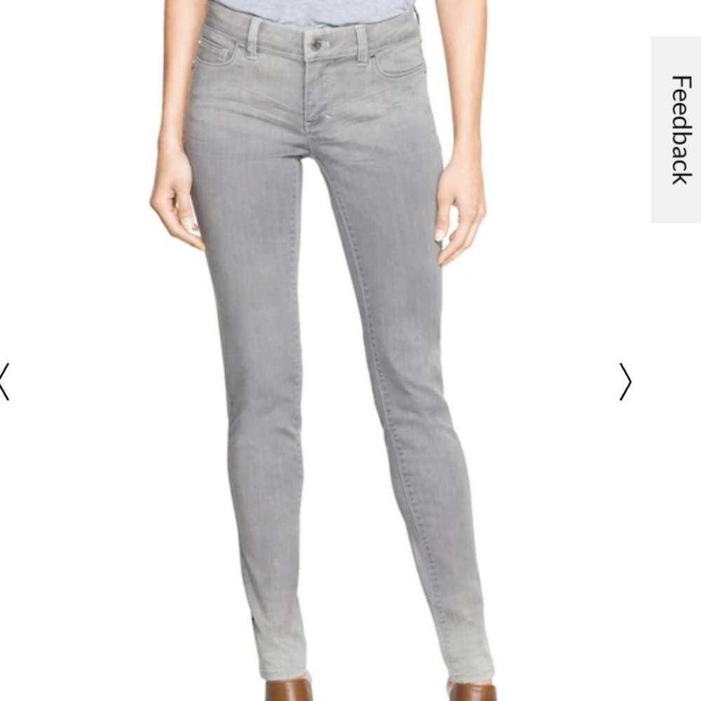 WHBM Gray Beaded Trim Jeans